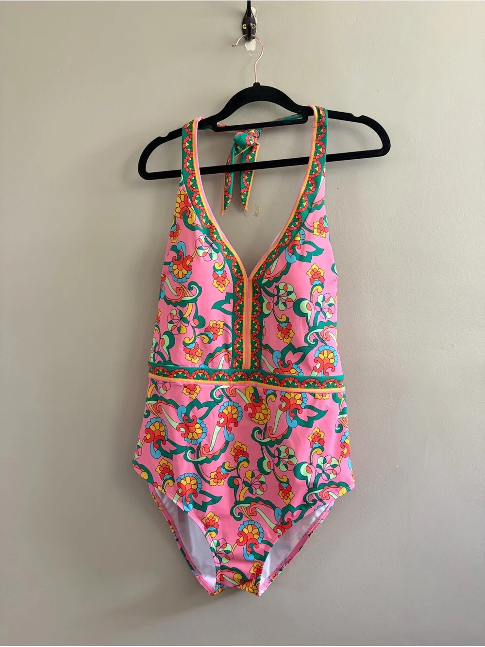 BODEN los V Panel Swimsuit Pink Floral NWOT Size 14R